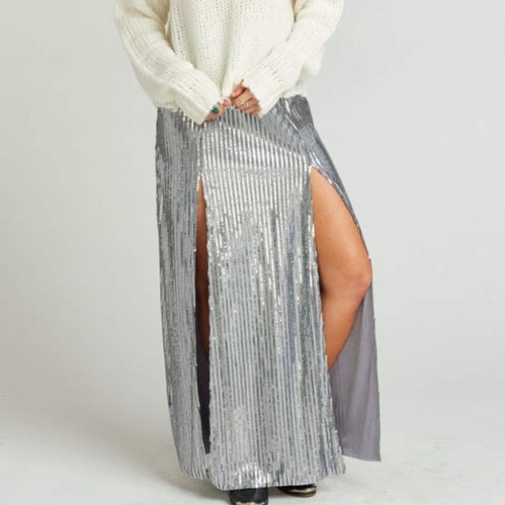Show Me Your MUMU Mick Double Slit Maxi Sequin Skirt